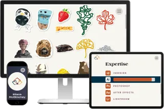 Multiple screens of work done for previous client